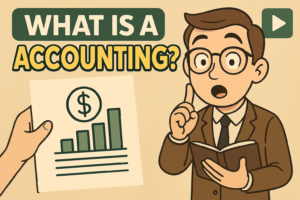 Tally training accounting icon with bar graph, rupee symbol, ledger book—STA Computer best computer coaching Gwalior